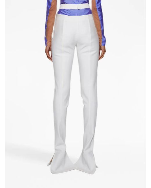 Mugler White Bonded Cut-Out Flared Trousers