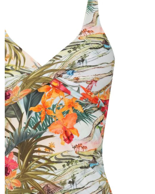 Lygia & Nanny Red Bruma Tropical-Print Drawstring Tankini
