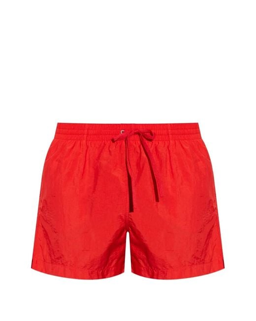 MM6 by Maison Margiela Red Drawstring Swim Shorts for men