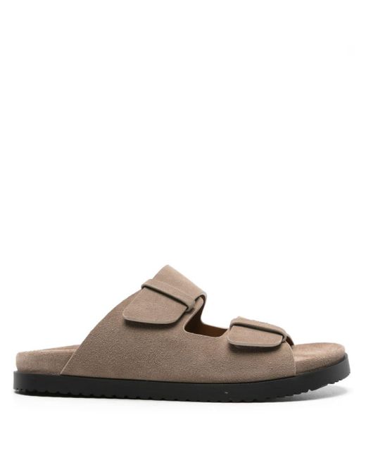 Doucal's Brown Double-strap Suede Slides for men