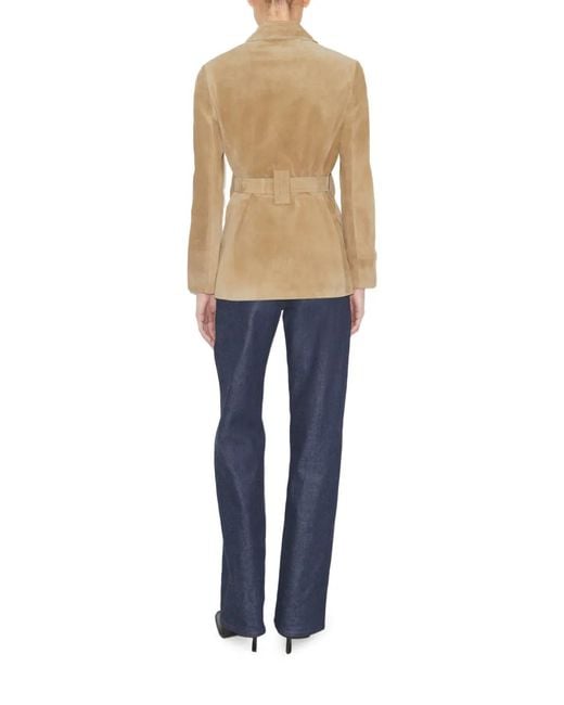 Tory Burch Natural Belted Suede Jacket