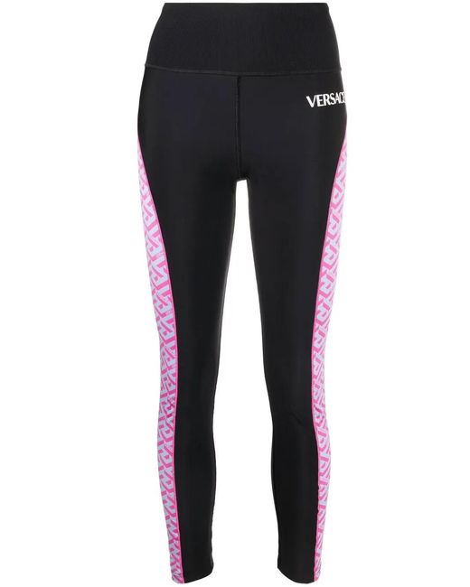 Versace Black La Greca High-Waisted Leggings