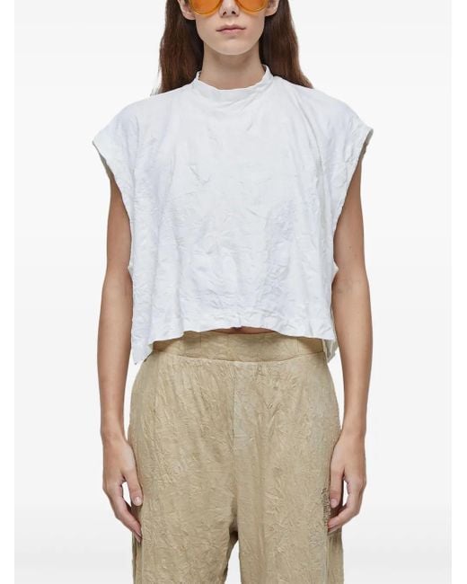 Osklen White Wrinkle Mock-Neck Top