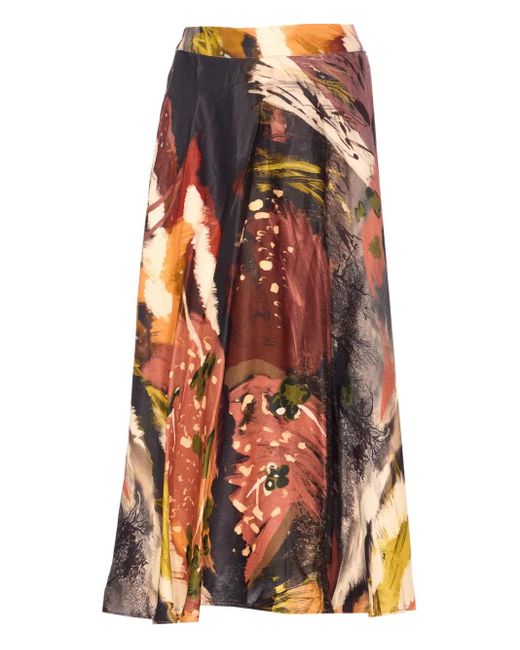 Yavi Orange Printed Skirt