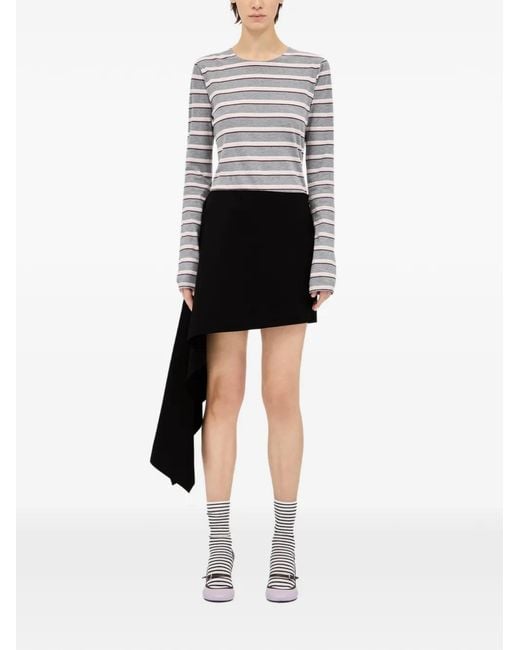 MSGM Black Draped Asymmetric Mini Skirt
