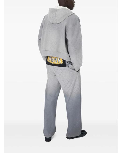MARINE SERRE Gray Moon-Pattern Fleece Hoodie