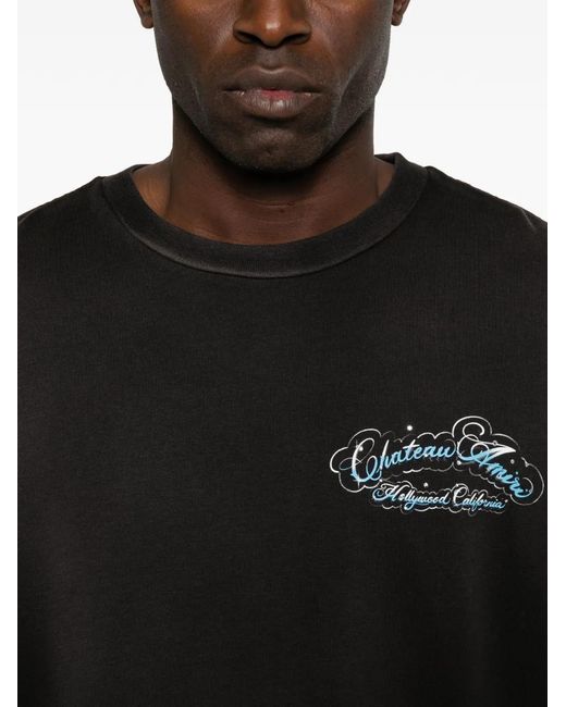 Amiri Black Crystal Chateau Script T-Shirt for men