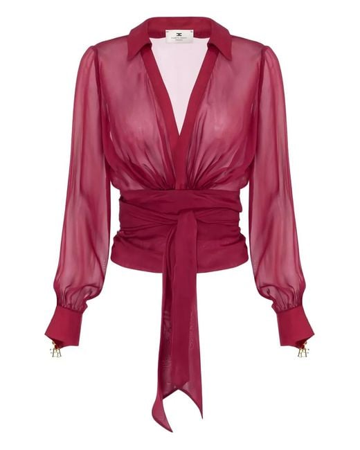 Elisabetta Franchi Red Sash-Detail Blouse
