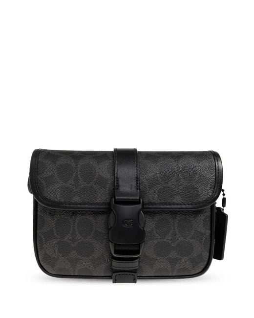 COACH Black League Logo-Patterned Shoulder Bag for men