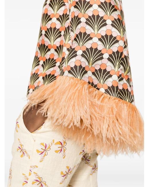 LaDoubleJ Brown Feather Printed Top
