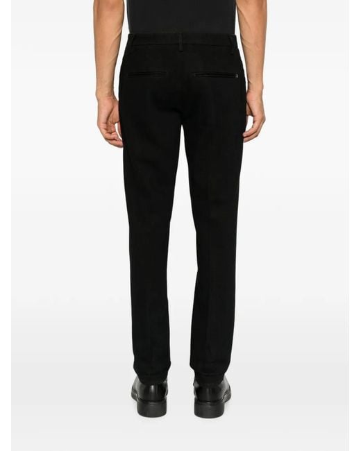 Dondup Black Logo-Plaque Straight-Leg Jeans for men