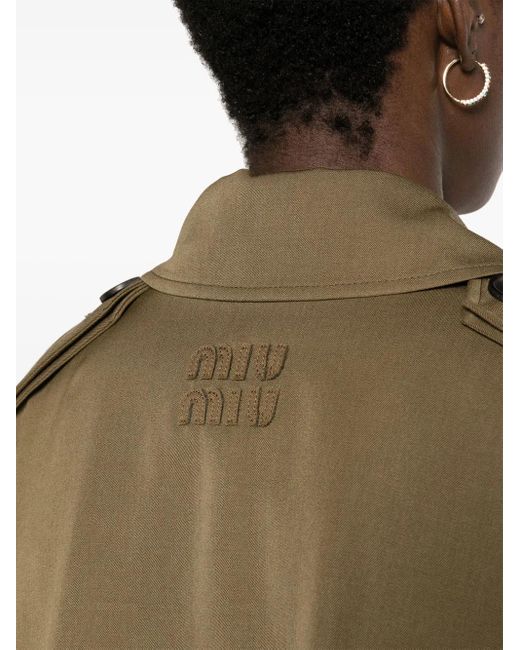 Gabardina larga con bordes sin rematar Miu Miu de color Natural