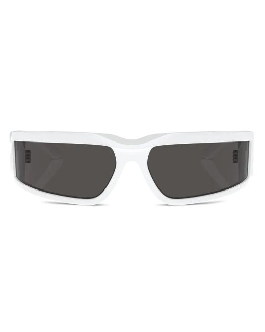 Dolce & Gabbana Gray Logo-Plaque Wraparound Sunglasses