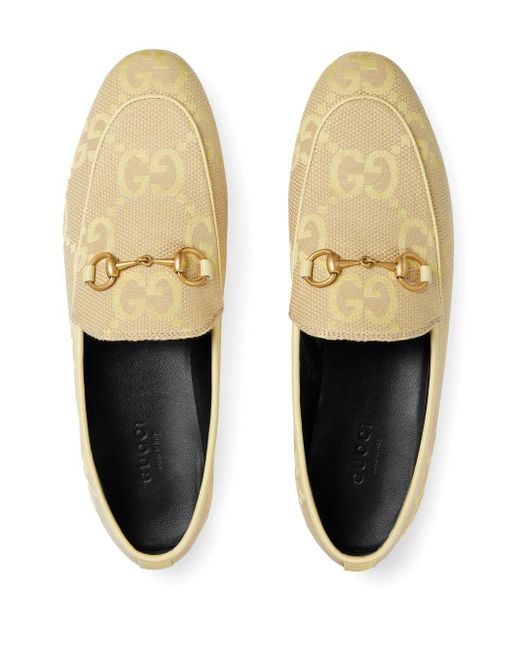 Gucci Jordaan Loafers Met GG Logo in het Naturel | Lyst NL