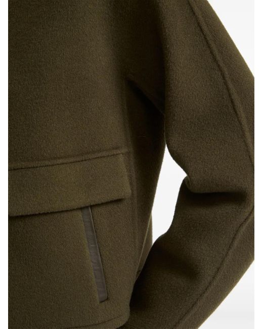 Yves Salomon Green Leather Trim-Detailing Jacket