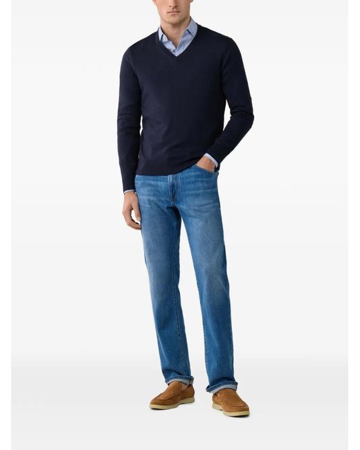 Hackett Blue V-Neck Sweater for men