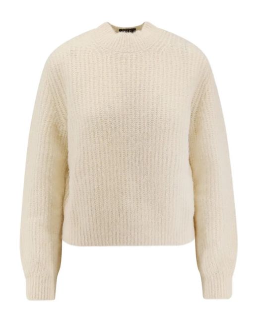 Women's Natural Ribbed Crew-Neck Sweater