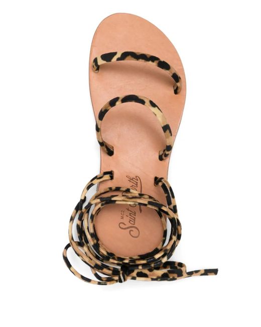 Mc2 Saint Barth Natural Round-Toe Wrap Flat Sandals