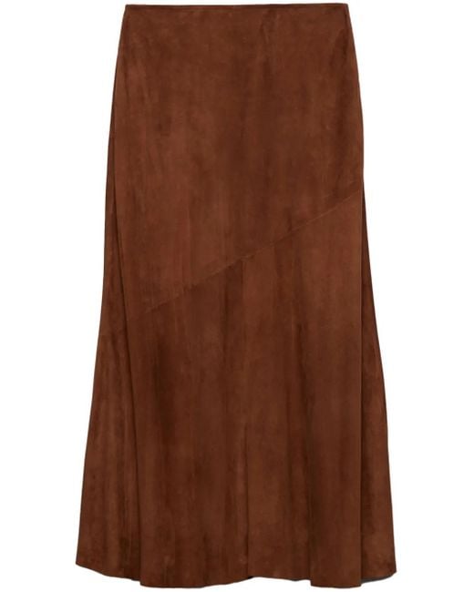 Prada Brown Suede Midi Skirt