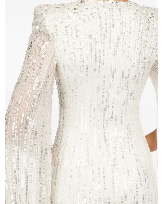 Jenny Packham White Sweet Magic Embellished Sleeve Dress