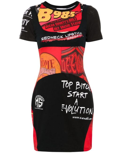 MARINE SERRE Red Regenerated Graphic T-Shirt Minidress