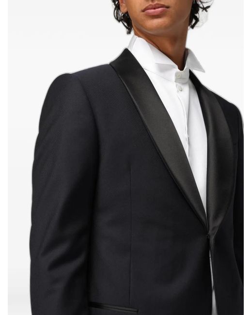Emporio Armani Black Shawl-Lapel Virgin-Wool Suit for men