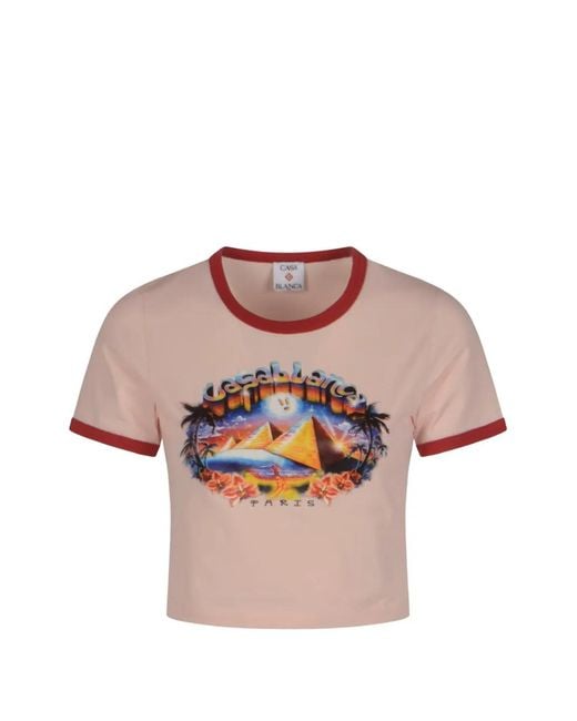 Casablanca Pink Pyramid Tourism Graphic-Print T-Shirt