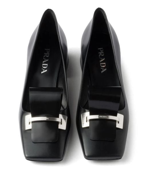 Prada Black 35Mm Brushed-Leather Pumps