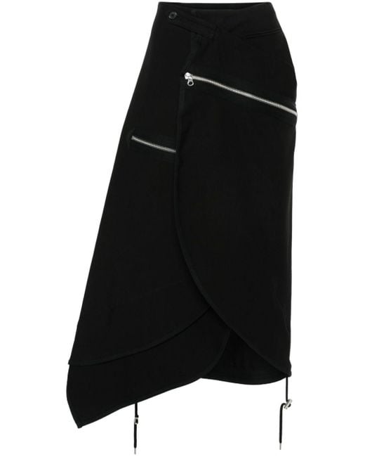 Courreges Black Zip-detailed Midi Skirt