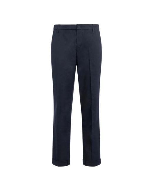 Dondup Blue Turned-Up Cuffs Trousers for men