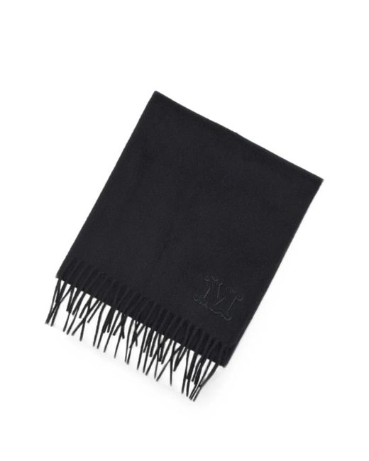 Max Mara Black Dalia Monogram-Embroidered Scarf