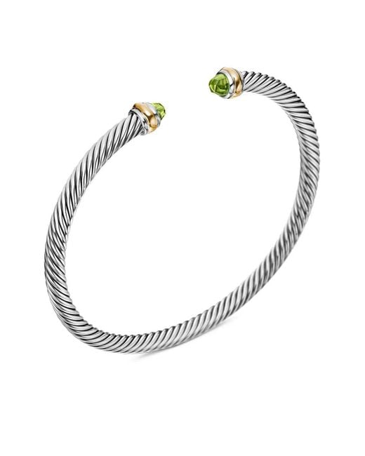 David Yurman White 18Kt And Sterling Classic Cable Bracelet (4Mm)