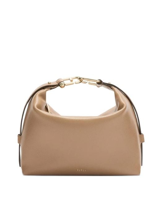 Furla Brown Medium Tonie Textured Tote Bag