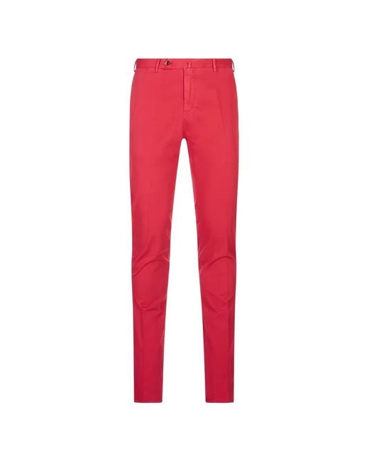 PT Torino Red Slim-Fit Chino Trousers for men