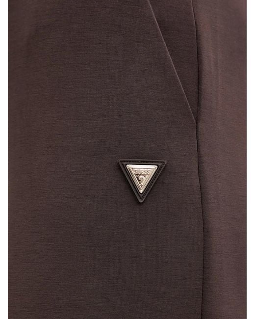 Guess Brown Pantalon Palazzo À Plaque Logo