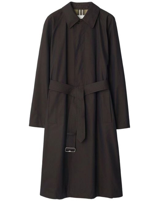 Burberry Black Belted Changeant-cotton Car Coat for men