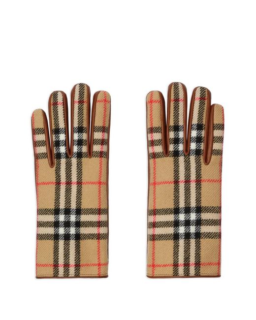Burberry Check-Pattern Gloves in Natural für Herren