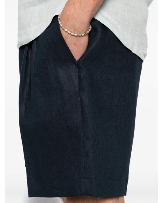 Michael Coal Blue Pleated-Detail Tailored Shorts for men