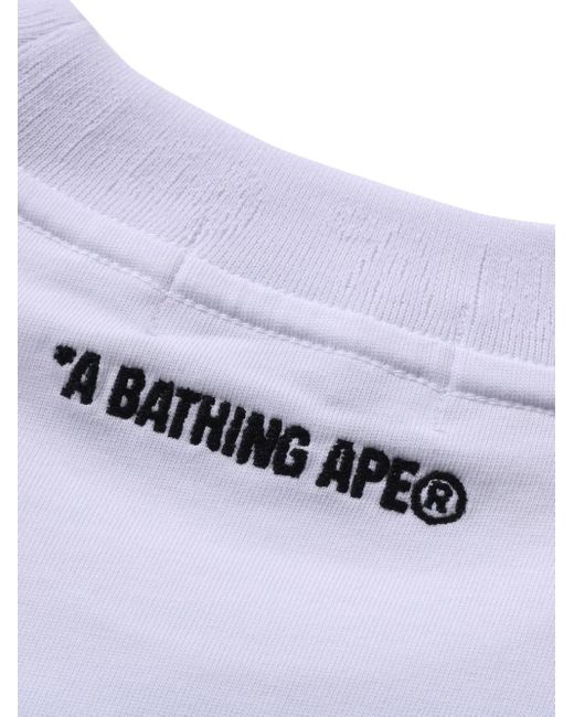 A Bathing Ape White Long-Sleeve Logo-Patch T-Shirt for men