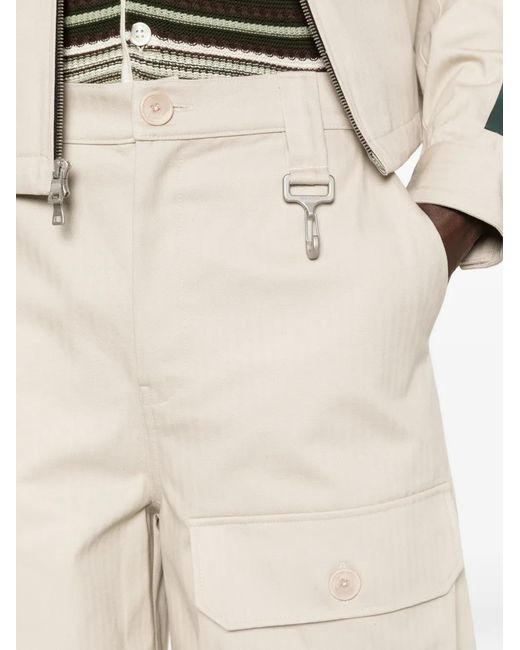 Reese Cooper Natural Herringbone Cargo Shorts for men