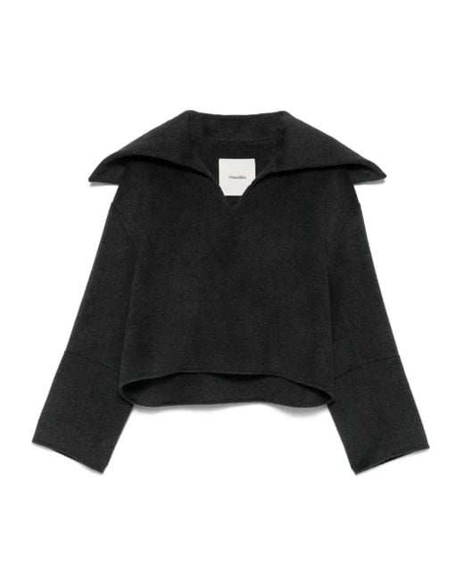 Nanushka Black Oversize-Collar Sweater
