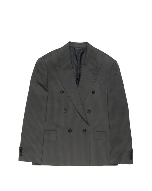 Acne Studios メンズ グレー ストライプ ダブルジャケット 【公式通販】