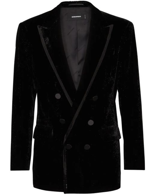 メンズ DSquared² ベルベット ダブルジャケット Black