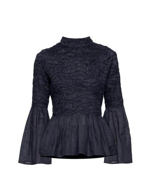 Sea Blue Imogen Soild Long-Sleeved Top