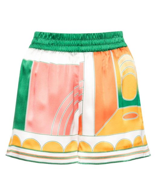 Casablancabrand Summer Court Zijden Shorts in het Green
