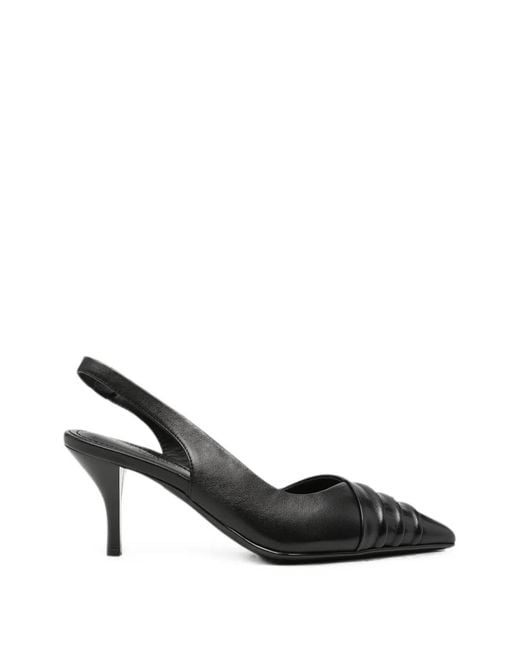 SERGIO MORETTI FIRENZE Black Ruched Pointed-Toe Slingback Pumps