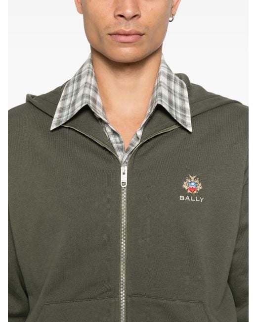 Bally Green Dark Zip-Up Hoodie for men