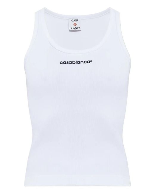 Casablanca White Ribbed Tank Top
