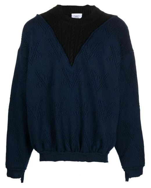 Vetements Blue Distressed-Effect Merino Jumper for men