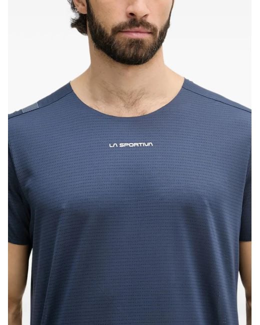 La Sportiva Blue Logo-Print Perforated T-Shirt for men